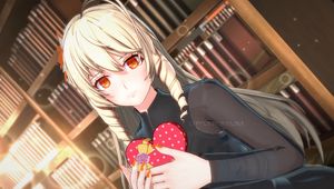 Preview wallpaper girl, valentine, heart, anime, art