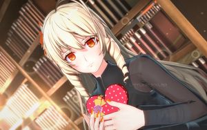 Preview wallpaper girl, valentine, heart, anime, art