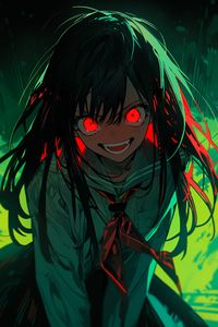 Preview wallpaper girl, vampire, eyes, evil, anime, art