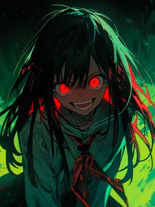Preview wallpaper girl, vampire, eyes, evil, anime, art