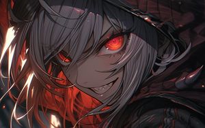 Preview wallpaper girl, vampire, glance, hood, anime