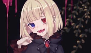 Preview wallpaper girl, vampire, heterochromia, anime, art