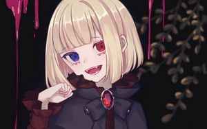 Preview wallpaper girl, vampire, heterochromia, anime, art