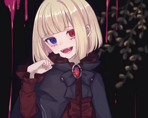 Preview wallpaper girl, vampire, heterochromia, anime, art