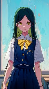 Preview wallpaper girl, vest, window, anime