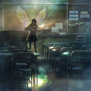 Preview wallpaper girl, violin, angel, wings, anime, art