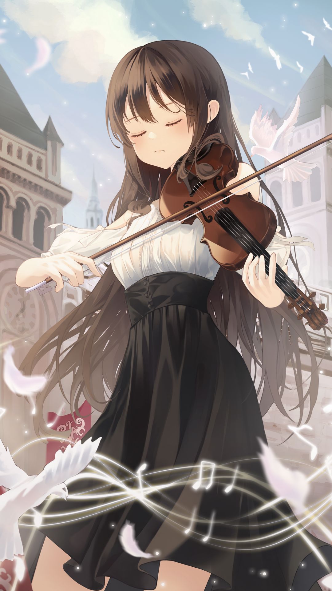 Download Wallpaper 1080x19 Girl Violin Music Anime Samsung Galaxy S4 S5 Note Sony Xperia Z Z1 Z2 Z3 Htc One Lenovo Vibe Hd Background