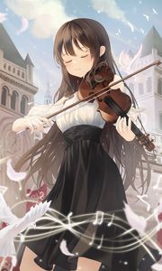 Preview wallpaper girl, violin, music, anime