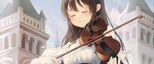 Preview wallpaper girl, violin, music, anime