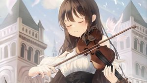 Preview wallpaper girl, violin, music, anime