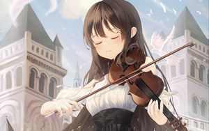 Preview wallpaper girl, violin, music, anime