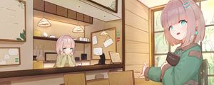 Preview wallpaper girl, waiter, gesture, anime