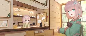 Preview wallpaper girl, waiter, gesture, anime