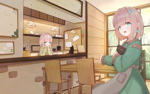 Preview wallpaper girl, waiter, gesture, anime