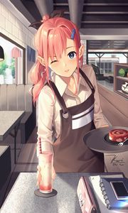 Preview wallpaper girl, waiter, smile, anime, art