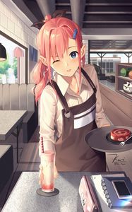 Preview wallpaper girl, waiter, smile, anime, art