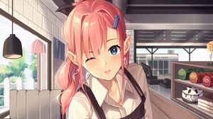 Preview wallpaper girl, waiter, smile, anime, art