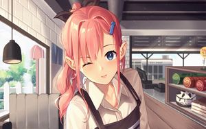Preview wallpaper girl, waiter, smile, anime, art