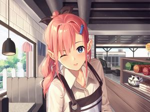 Preview wallpaper girl, waiter, smile, anime, art