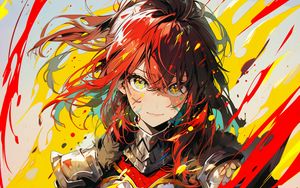 Preview wallpaper girl, warrior, armor, paint, anime, bright