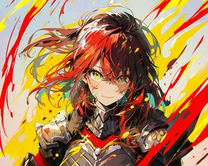 Preview wallpaper girl, warrior, armor, paint, anime, bright