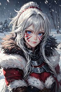 Preview wallpaper girl, warrior, armor, anime, art, snow