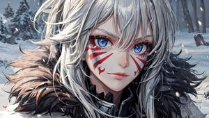 Preview wallpaper girl, warrior, armor, anime, art, snow
