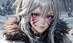 Preview wallpaper girl, warrior, armor, anime, art, snow