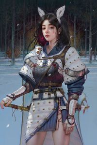 Preview wallpaper girl, warrior, armor, anime, art