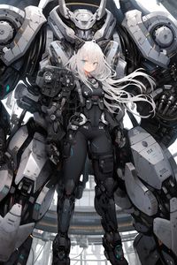Preview wallpaper girl, warrior, robot, anime