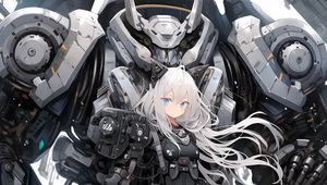 Preview wallpaper girl, warrior, robot, anime