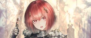 Preview wallpaper girl, warrior, sword, dress, armor, anime, art