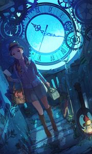 Preview wallpaper girl, watch, fantasy, anime, art