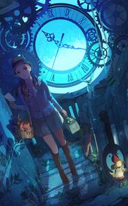 Preview wallpaper girl, watch, fantasy, anime, art