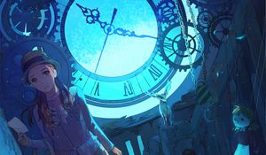 Preview wallpaper girl, watch, fantasy, anime, art