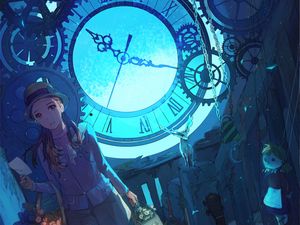 Preview wallpaper girl, watch, fantasy, anime, art