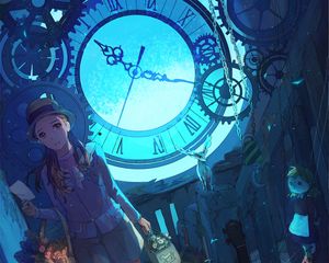 Preview wallpaper girl, watch, fantasy, anime, art