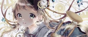 Preview wallpaper girl, watch, time, anime, art, cartoon
