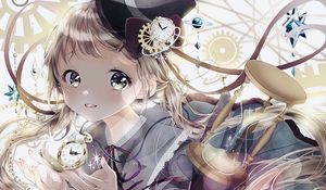 Preview wallpaper girl, watch, time, anime, art, cartoon