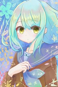 Preview wallpaper girl, watercolor, anime, blue