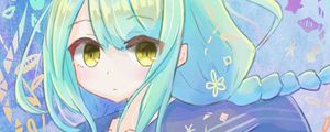 Preview wallpaper girl, watercolor, anime, blue