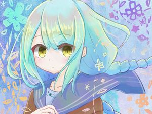 Preview wallpaper girl, watercolor, anime, blue