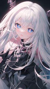 Preview wallpaper girl, white hair, anime