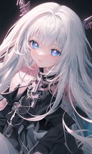 Preview wallpaper girl, white hair, anime