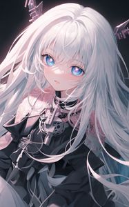 Preview wallpaper girl, white hair, anime