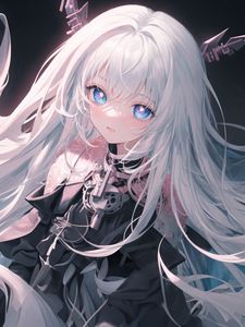 Preview wallpaper girl, white hair, anime