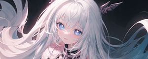 Preview wallpaper girl, white hair, anime