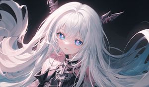 Preview wallpaper girl, white hair, anime