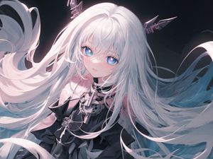 Preview wallpaper girl, white hair, anime