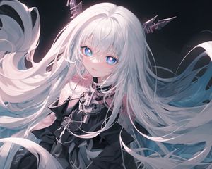 Preview wallpaper girl, white hair, anime